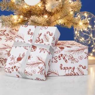 Kerstmis Rood Patroon Gelukkig Kerstfeest Cadeaupapier