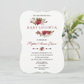 Kerstmis Rood Poinsettia Frame Baby Shower Kaart (Staand voorkant)
