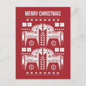 Kerstmis Rood Rendier Scandinavisch Nordic Bos Feestdagenkaart (Voorkant)