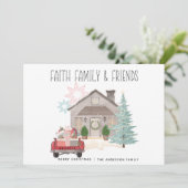 Kerstmis  Rood, speciaal aangepast vrachtwagen Lan Feestdagenkaart (Staand voorkant)