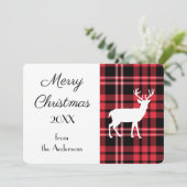 Kerstmis Rood Tartan Schotse Ruitpatroon Witte Her (Staand voorkant)