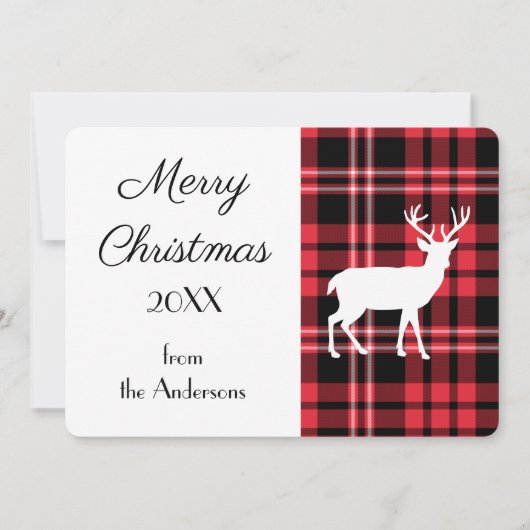 Kerstmis Rood Tartan Schotse Ruitpatroon Witte Her (Voorkant)