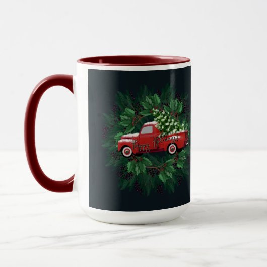 Kerstmis Rood  Vrachtwagen Latte Mok (Links)