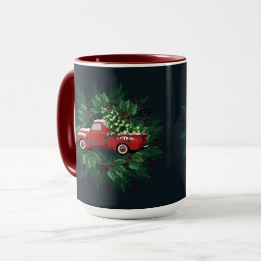 Kerstmis Rood  Vrachtwagen Latte Mok (Voorkant links)