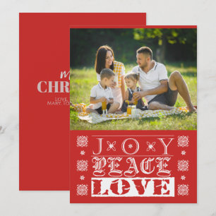 Kerstmis Rood Vreugde Vrede Liefde Vakantiefoto Feestdagenkaart