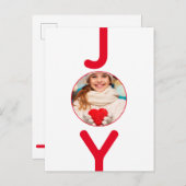 Kerstmis rood wit blijdschap foto modern script briefkaart (Voorkant / Achterkant)