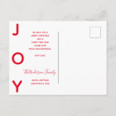 Kerstmis rood wit blijdschap foto modern script briefkaart (Achterkant)