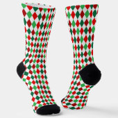 Kerstmis Rood, Wit en Groen Argyle Sokken (Gebogen)