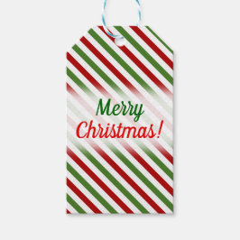 Kerstmis, rood, wit en groen gestreept patroon cadeaulabel