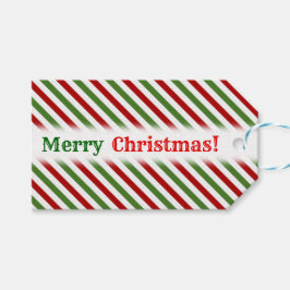 Kerstmis, rood, wit en groen gestreept patroon cadeaulabel