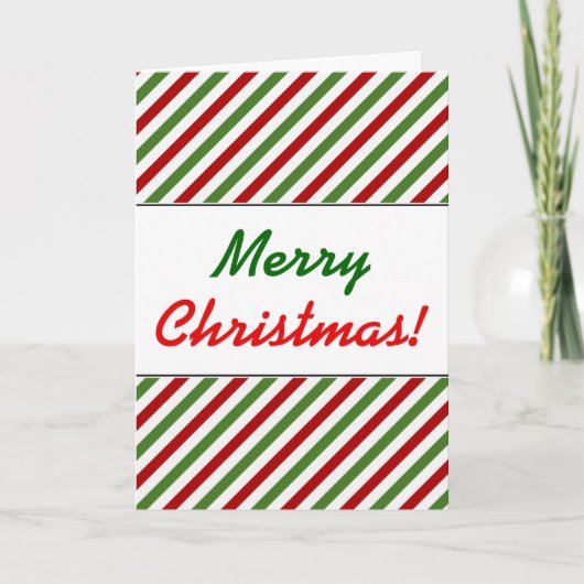 Kerstmis, rood, wit en groen gestreept patroon feestdagen kaart (Voorkant)