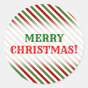 Kerstmis, rood, wit en groen gestreept patroon ronde sticker