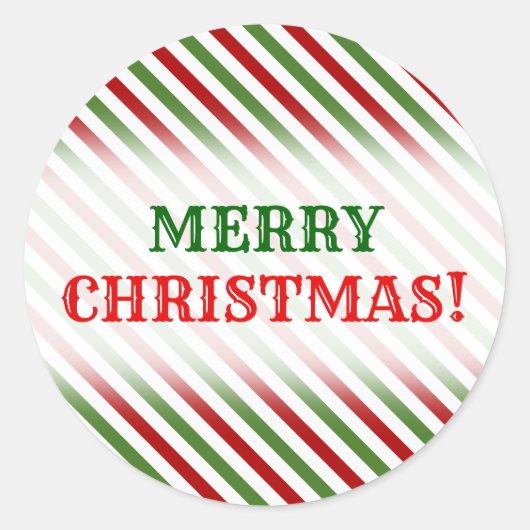 Kerstmis, rood, wit en groen gestreept patroon ronde sticker (Voorkant)