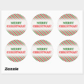 Kerstmis, rood, wit en groen gestreept patroon ronde sticker (Vel)