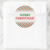 Kerstmis, rood, wit en groen gestreept patroon ronde sticker (Tas)
