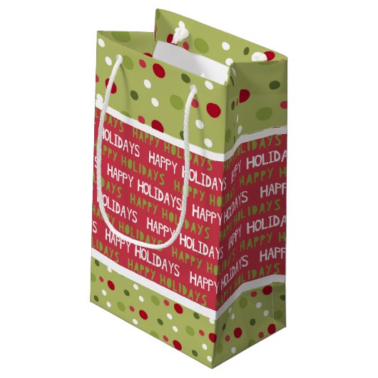 Kerstmis Rood, Wit en Groen Klein Cadeauzakje (Achterkant Gekanteld)