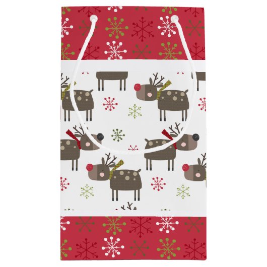 Kerstmis Rood, Wit en Groen Rendier Klein Cadeauzakje (Achterkant)