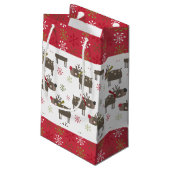 Kerstmis Rood, Wit en Groen Rendier Klein Cadeauzakje (Achterkant Gekanteld)