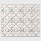 Kerstmis Rood Wit en Groen Traditioneel Patroon Cadeaupapier (Vlak)