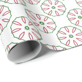 Kerstmis Rood Wit en Groen Traditioneel Patroon Cadeaupapier (Rol Hoek)