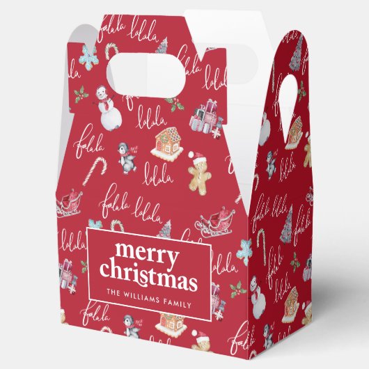 Kerstmis Rood, Wit & Feestelijk Patroon Bedankdoosjes (Geopend)