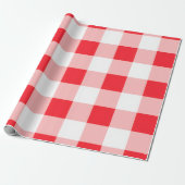 Kerstmis Rood Wit Geruit Cadeaupapier (Uitgerold)