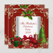 Kerstmis: rood wit goud groen kaart (Voorkant / Achterkant)