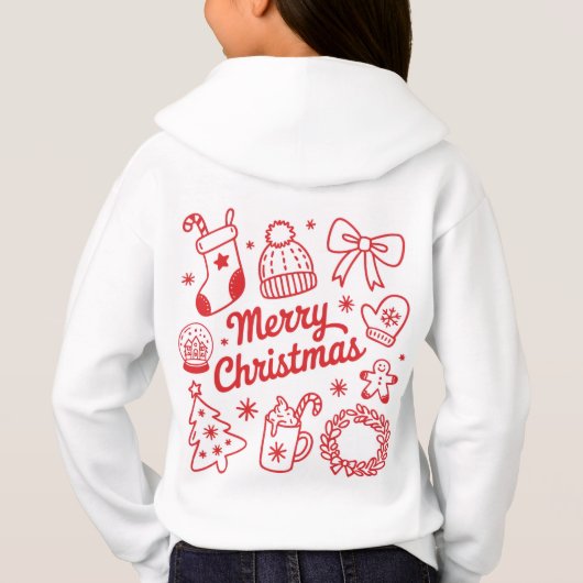 Kerstmis Rood & Wit Holiday Hoodie (Achterkant)
