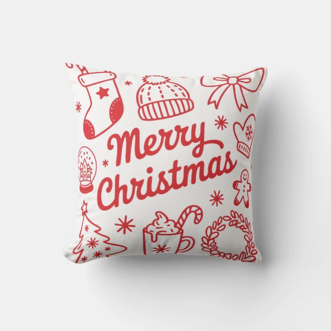 Kerstmis Rood & Wit Kerstkussen Kussen (Voorkant)