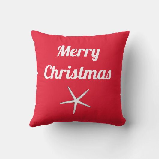 Kerstmis Rood Wit Nautische Zeester Cadeau Buitenkussen (Achterkant)