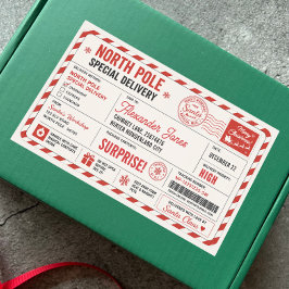 Kerstmis Rood Wit Noordpool Levering Van Sinterkla Rechthoekige Sticker