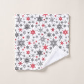 Kerstmis, rood, wit, sneeuwvlokken, winter bad handdoek (Wasdoekje)