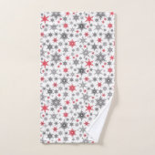 Kerstmis, rood, wit, sneeuwvlokken, winter, nieuw  bad handdoek (Handdoek)