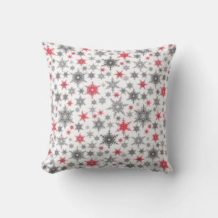 Kerstmis, rood, wit, sneeuwvlokken, winter, nieuw kussen