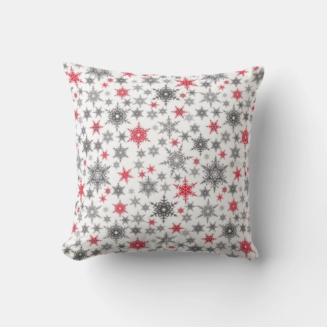 Kerstmis, rood, wit, sneeuwvlokken, winter, nieuw kussen (Voorkant)