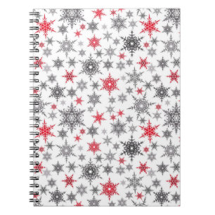 Kerstmis, rood, wit, sneeuwvlokken, winter, nieuw notitieboek