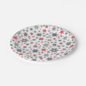 Kerstmis, rood, wit, sneeuwvlokken, winter, nieuw  papieren bordje (Gekanteld)