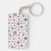 Kerstmis, rood, wit, sneeuwvlokken, winter, nieuw  sleutelhanger (achterkant)