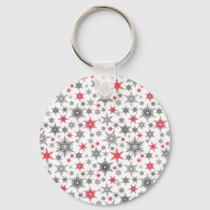 Kerstmis, rood, wit, sneeuwvlokken, winter, Nieuw Sleutelhanger