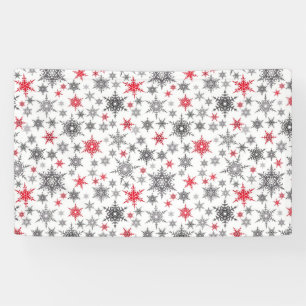 Kerstmis, rood, wit, sneeuwvlokken, winter, nieuw spandoek