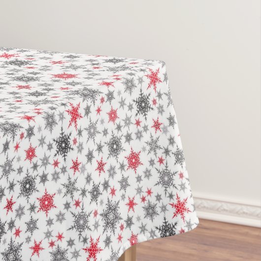 Kerstmis, rood, wit, sneeuwvlokken, winter, nieuw  tafelkleed (Voorbeeld)
