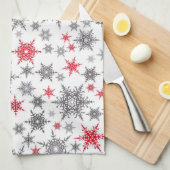 Kerstmis, rood, wit, sneeuwvlokken, winter, nieuw theedoek (Quarter Fold)