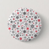 Kerstmis, rood, wit, sneeuwvlokken, winter ronde button 5,7 cm (Voorkant)