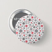 Kerstmis, rood, wit, sneeuwvlokken, winter ronde button 5,7 cm (Voorkant /achterkant)
