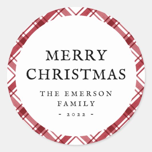 Kerstmis Rood Wit Sticker (Voorkant)