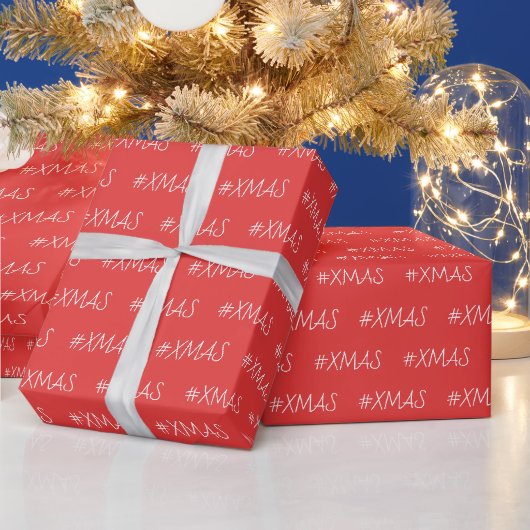 Kerstmis Rood Wit Trendmatige Gepersonaliseerde Cadeaupapier (Feestdagen)