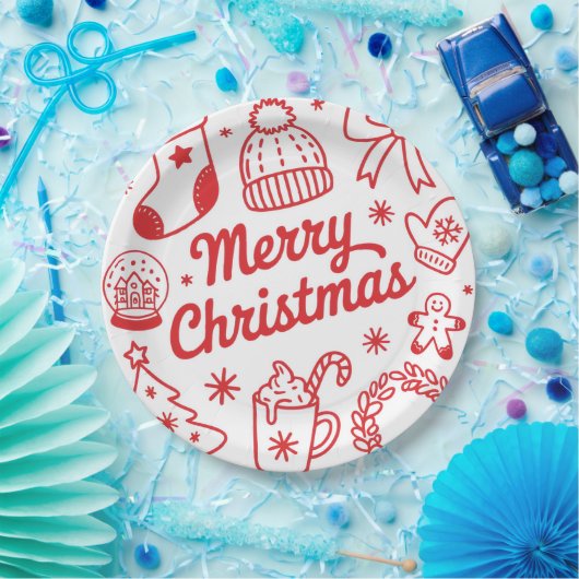 Kerstmis Rood & Wit Vrije Tijd Papieren Bord (Feest)