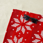 Kerstmis Rood Wit Winter Vakantie Brei Sneeuwvlokk Strandlaken (In situ)