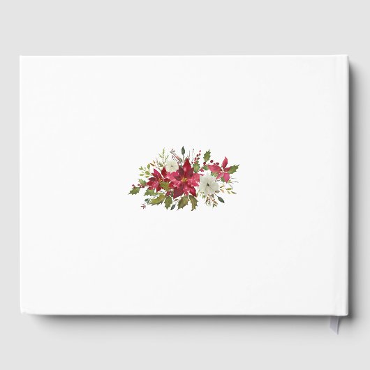 Kerstmis Rood Witte Poinsettia Bruiloft Gastenboek (Achterkant)