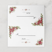 Kerstmis Rood Witte Poinsettia Bruiloft Tafel Numm Plaatskaartje (Buitenkant ongevouwen)